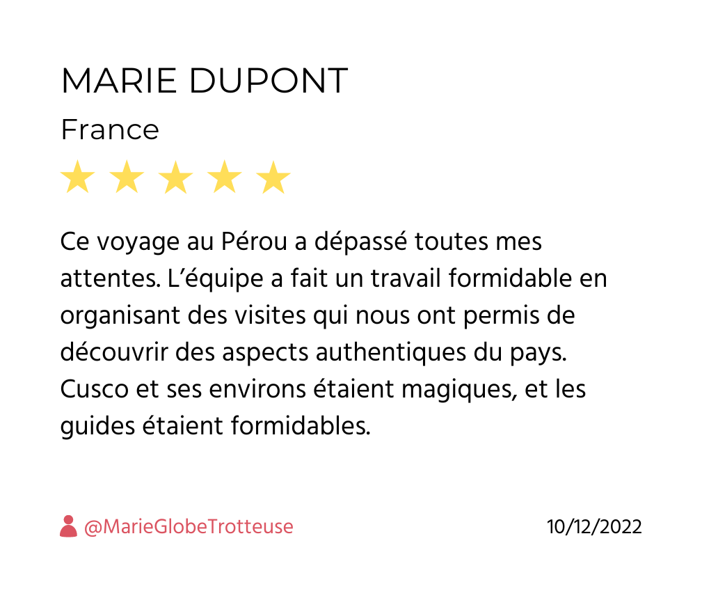 Testimonio de Marie Dupont, Francia, sobre su experiencia en Cusco con Perú Atractivo.